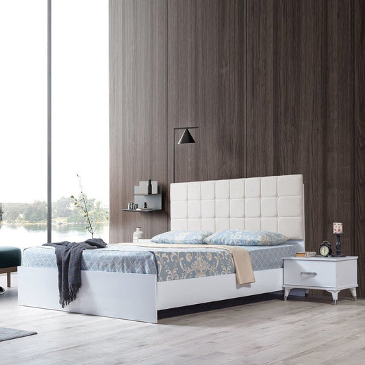 تسوق الان سرير خشبي تصميم حديث باللون الأبيض اونلاين | بيوت